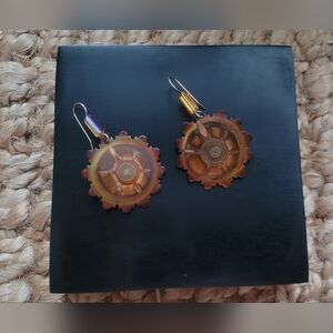 Vintage Copper Slice Dangle Earrings